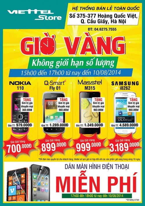 tờ rơi khuyến mãi giờ vàng viettel