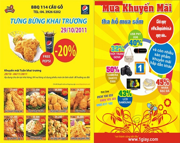 tờ rơi khuyến mãi khai trương