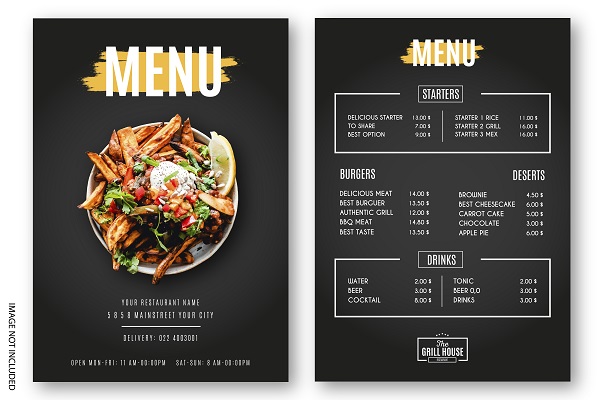 in thực đơn menu nhà hàng