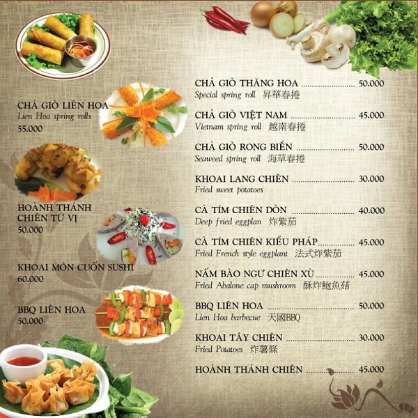 in thực đơn tphcm