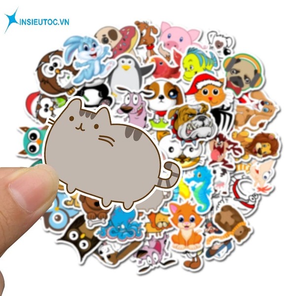 Bộ Sticker hình Gấu Béo  Thỏ dễ thương dán sổ nhán dãn trang trí laptop  điện thoại  Sổ Klong