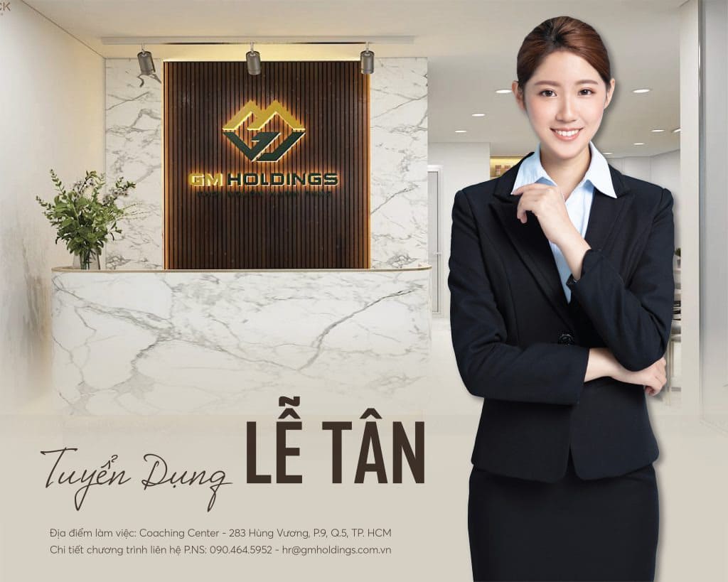 poster tuyển dụng lễ tân