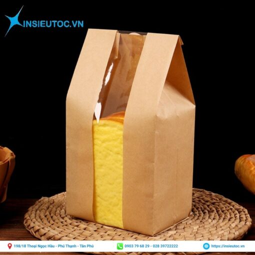 Túi giấy kraft trơn đựng bánh mì sandwich