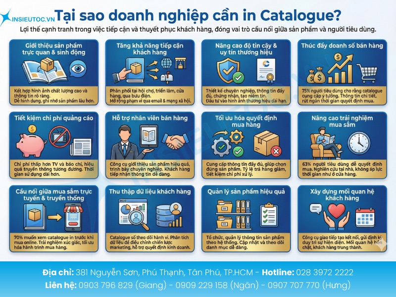 In catalogue mang đến lợi thế cạnh tranh cho doanh nghiệp trong việc tiếp cận và thuyết phục khách hàng