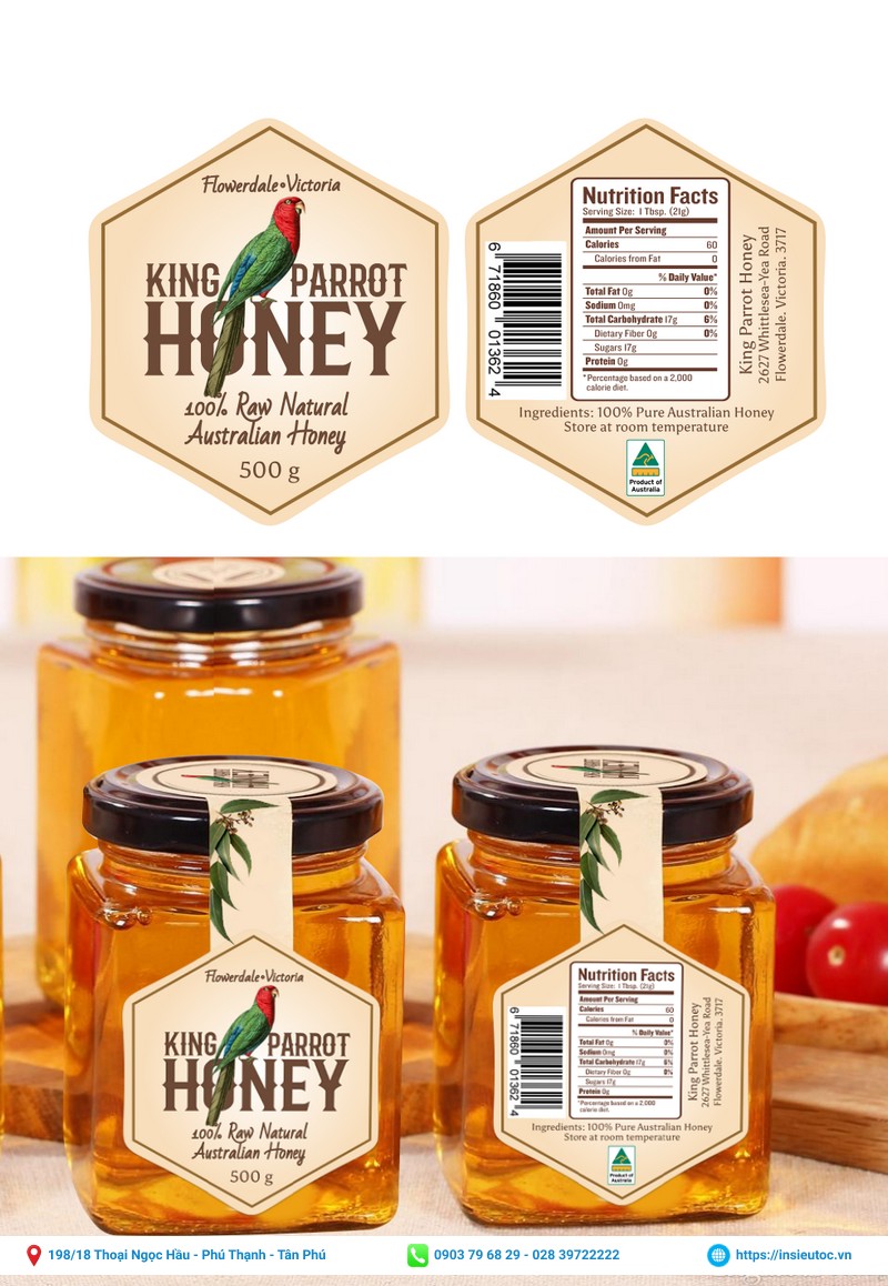nhãn giấy cho hũ mật ong