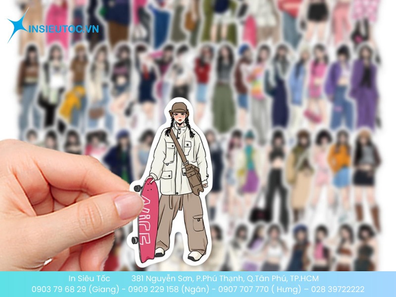 Sticker nhựa phong cách màu đơn giản