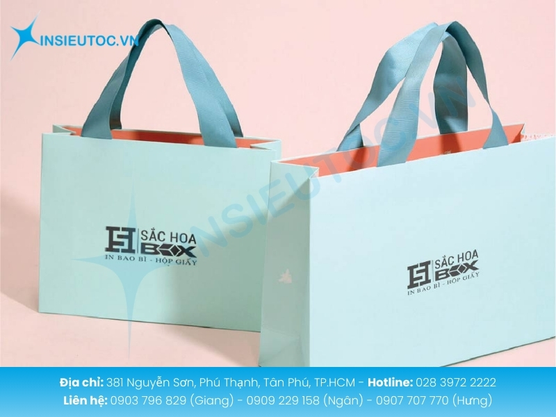 Túi giấy tone xanh nhạt sang trọng, hiện đại