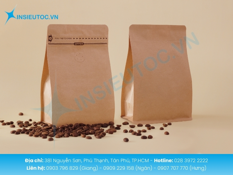 Túi giấy bảo quản cà phê trà giữ hương vị tươi mới và trưng bày thẩm mỹ