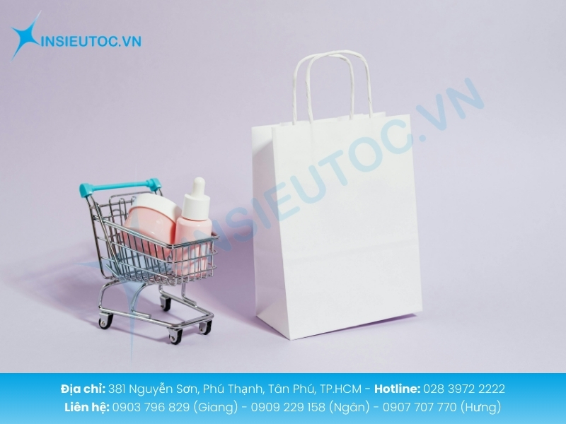 Túi giấy Kraft trắng in ấn đẹp sang trọng phù hợp nhiều lĩnh vực và phong cách tối giản