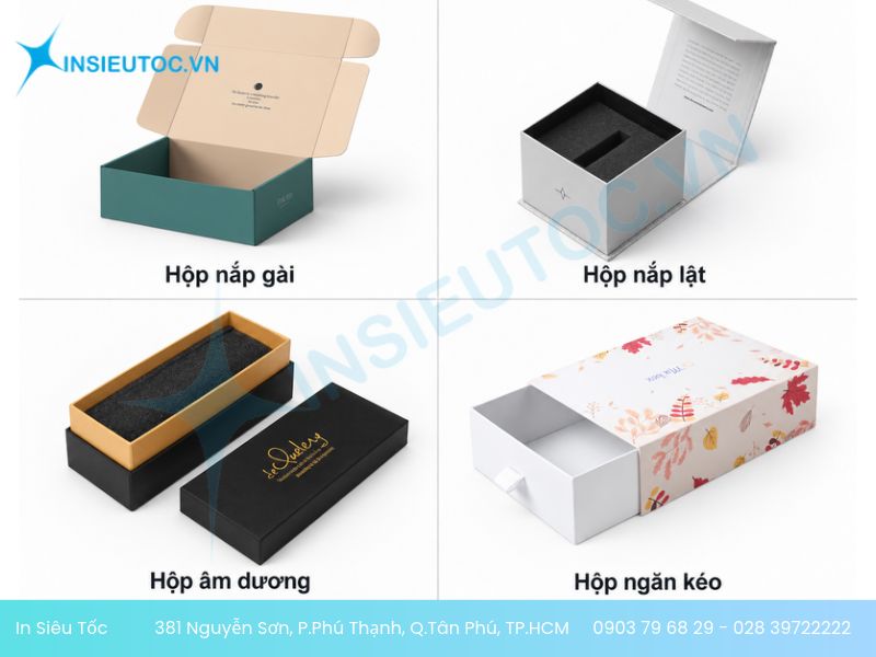 4 loại hộp giấy thường được dùng khi in số lượng ít