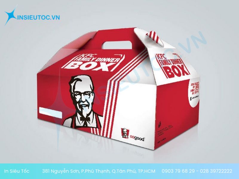 Hộp giấy đựng thức ăn nhanh thương hiệu KFC
