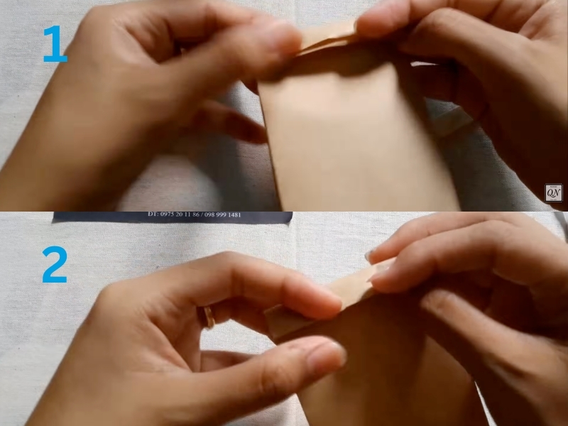 Gấp mép miệng túi xuống 2 đến 3 cm