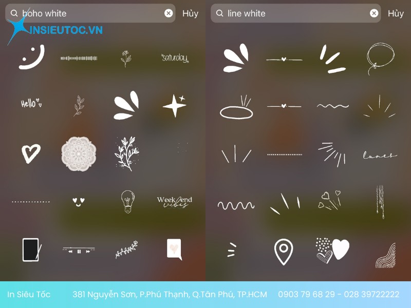 instagram sticker tone trắng đa dạng