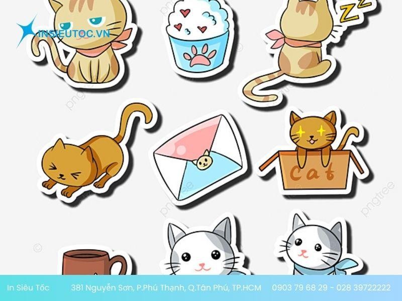 tùy ý lựa chọn màu sắc cho sticker con mèo của mình