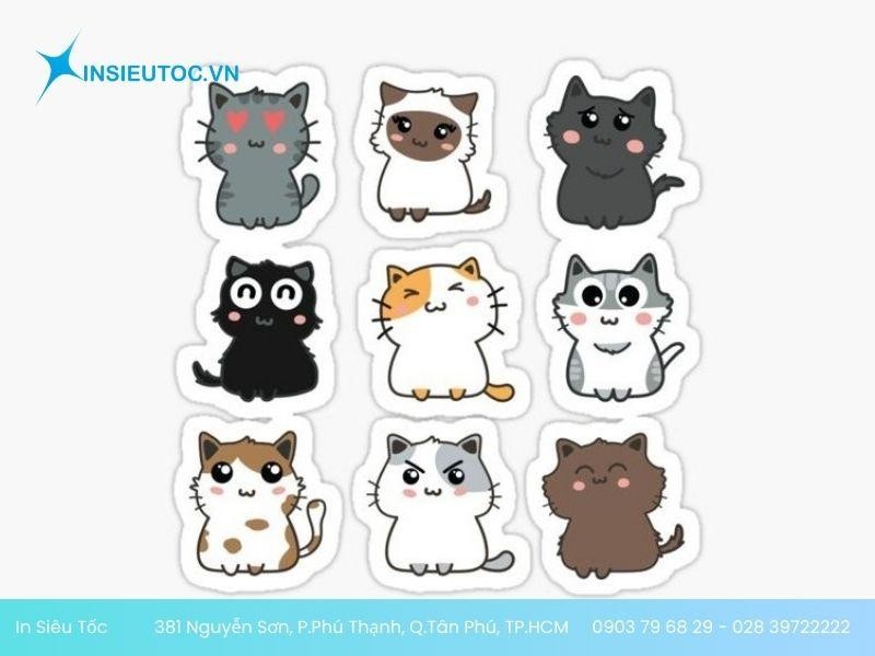 Sticker mèo biểu cảm dễ thương