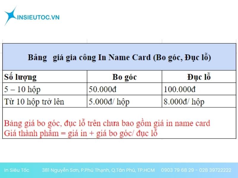 in card visit lấy liền tại quận 1