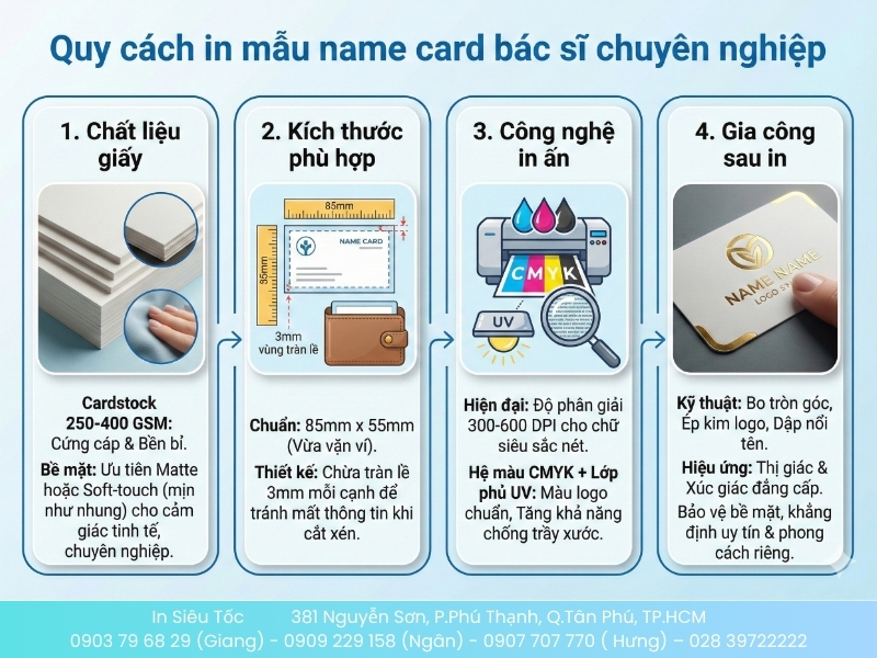 Quy cách in mẫu name card bác sĩ chuyên nghiệp