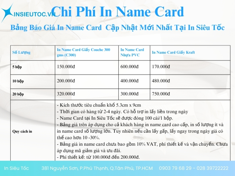 báo giá in name card