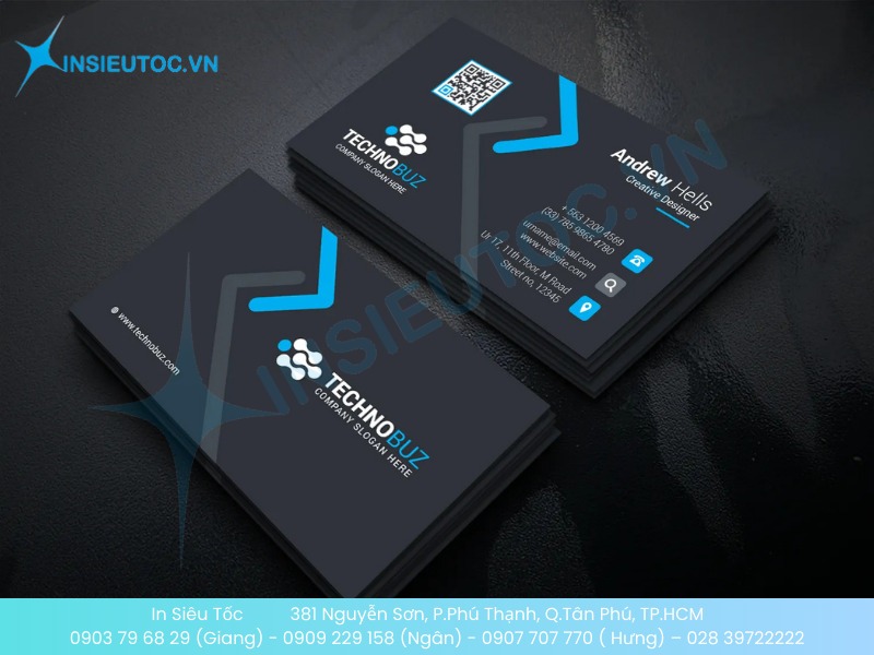 Name Card cho công ty công nghệ có mã QR điều hướng khách hàng tìm hiểu thêm
