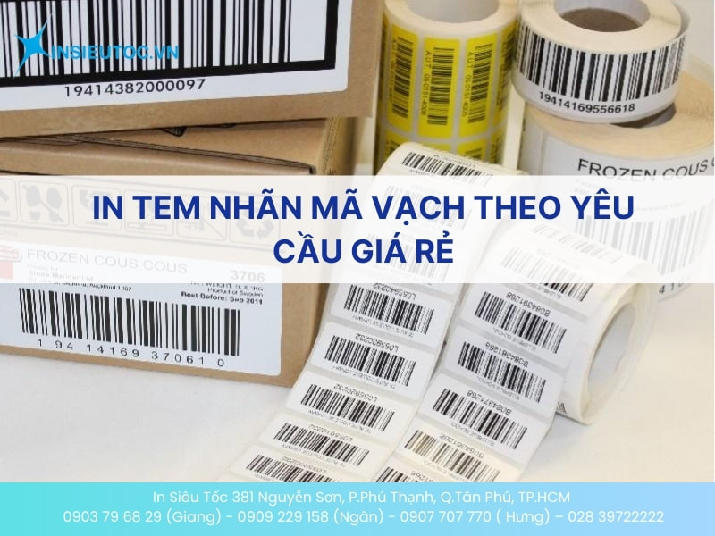 Các mẫu tem nhãn mã vạch đa dạng kích thước trên cuộn và tờ rời