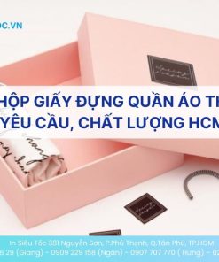 Hộp giấy màu hồng pastel đựng phụ kiện thời trang với nhãn thank you card đen