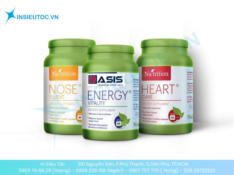 Hộp thực phẩm chức năng có tem decal PVC sắc nét, mẫu các loại decal tem nhãn bền màu