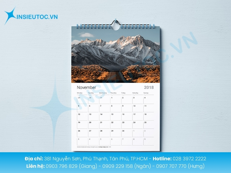 Lịch treo tường khổ lớn tôn vinh hình ảnh và lịch trình