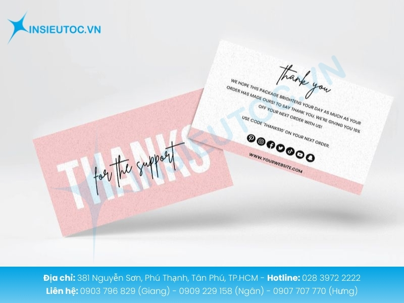 Thẻ cảm ơn A6 tăng trải nghiệm mở hộp và khuyến khích đánh giá cao