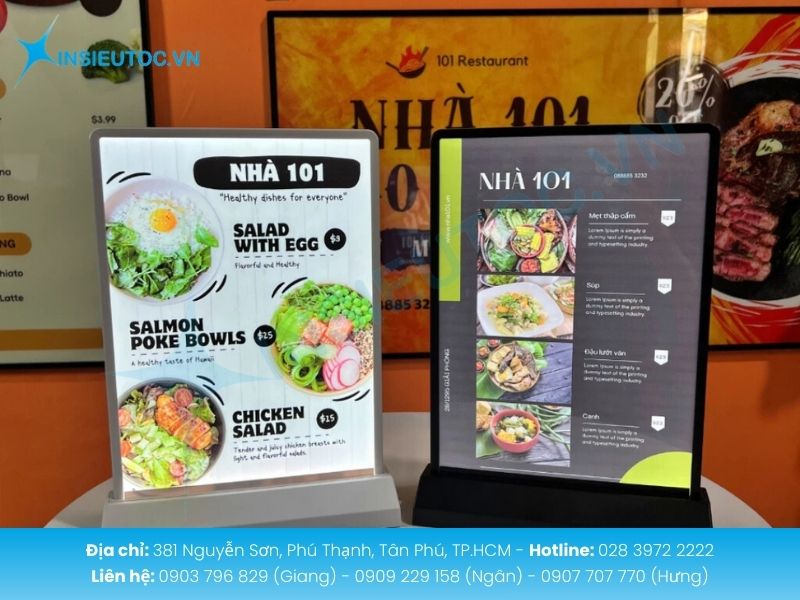 Khổ A4 là kích thước để in menu bảng giá