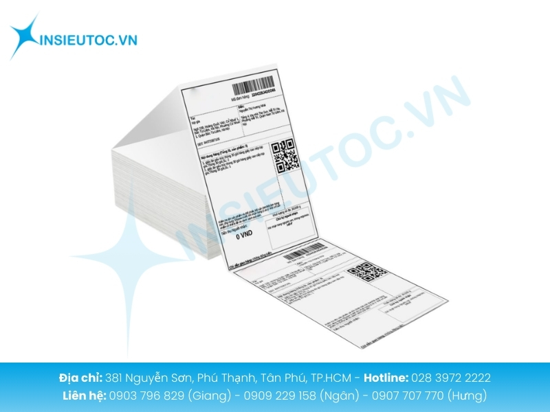 Tem vận chuyển khổ A6 chuẩn dùng cho in đơn hàng logistics