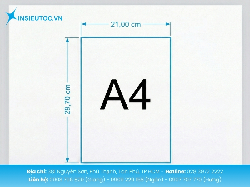 Kích thước giấy A4 là 210 × 297 mm theo chuẩn ISO 216