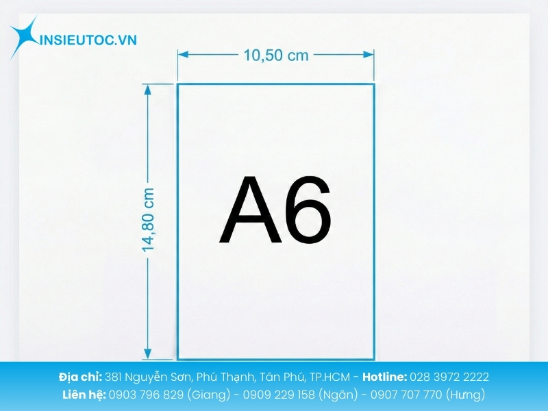 Kích thước giấy A6 là 105 × 148mm theo chuẩn ISO 216