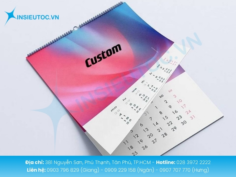 Lịch treo tường A3 đẹp mắt trình bày hình ảnh rõ nét
