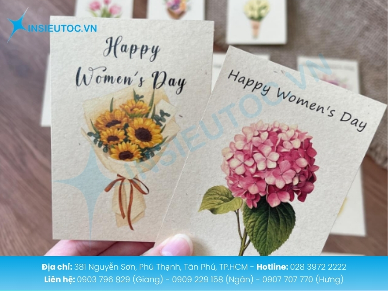 Thiệp A7 tinh tế đính kèm quà tặng