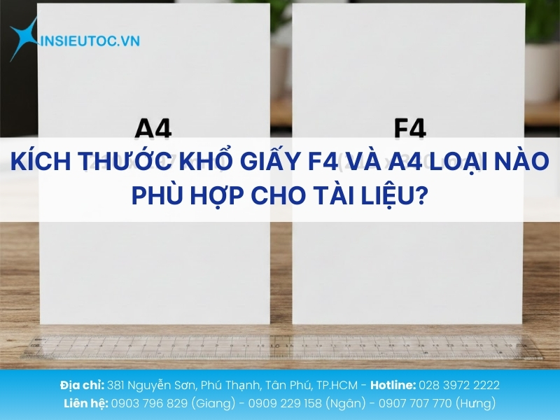 Khổ giấy F4 dài hơn A4 phù hợp in biểu mẫu kế toán và hồ sơ