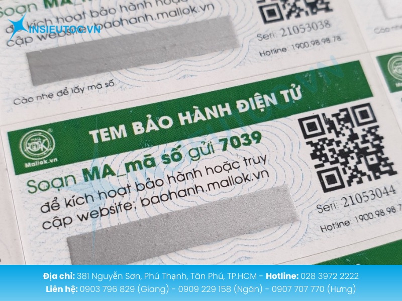 Tem bảo hành mã vạch B10 tinh xảo cho linh kiện điện tử