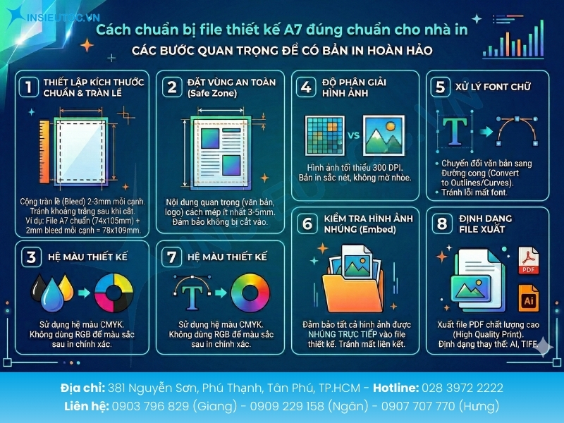 Bạn hãy chuẩn bị file A7 đúng chuẩn để bản in đạt độ sắc nét, chuẩn màu và chuyên nghiệp nhất.