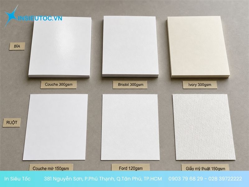 Sáu chất liệu giấy in profile chia theo nhóm giấy bìa và giấy ruột