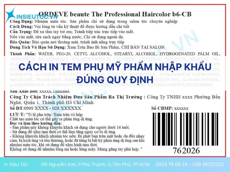 Cách in tem phụ mỹ phẩm nhập khẩu đúng quy định