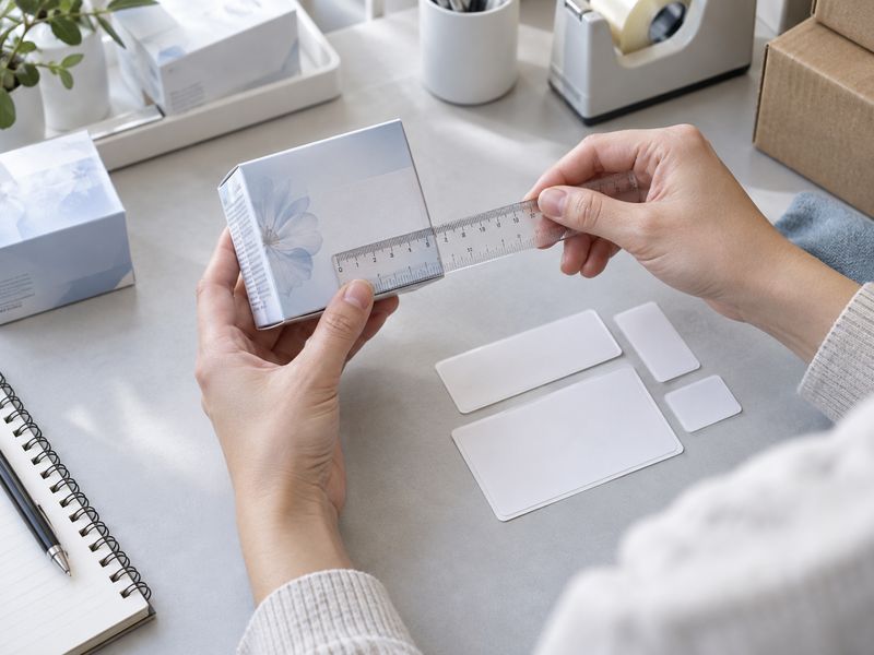 Đo kích thước vùng cần dán tem để chọn khổ tem phù hợp