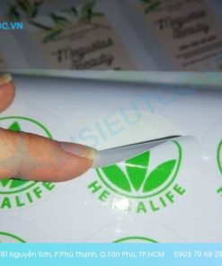 Tem decal nhựa sữa quảng cáo in logo và thông tin doanh nghiệp