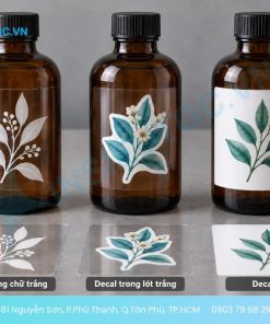 Decal trong chữ trắng, decal trong lót trắng và decal sữa