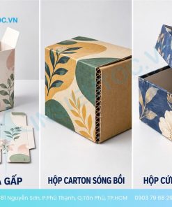 Hình ảnh 3 loại hộp giấy in offset với kiểu dáng khác nhau