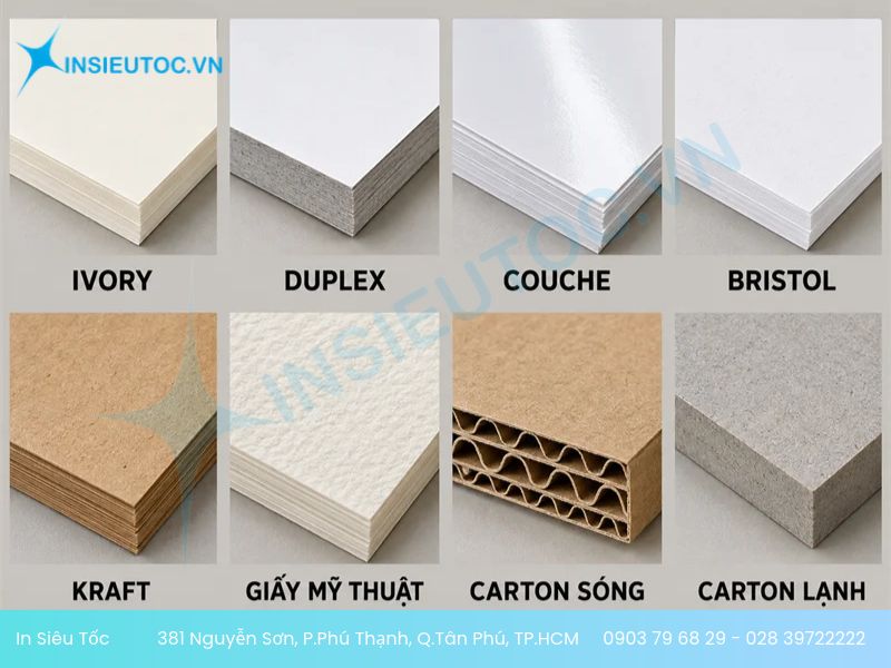 Các loại giấy dùng để in offset hộp giấy