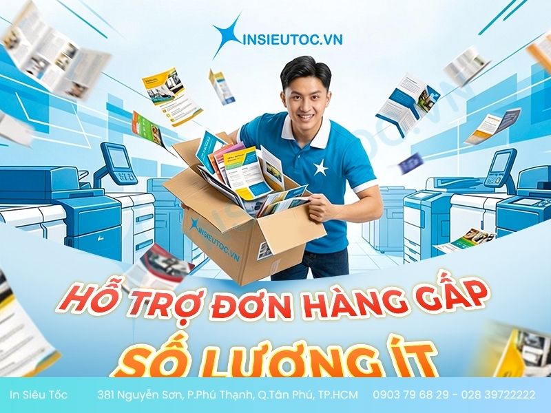 Hỗ trợ đơn gấp, số lượng ít và in decal kỹ thuật số