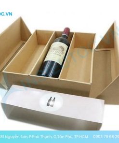 Hộp giấy đựng 3 chai rượu có nắp mở độc đáo