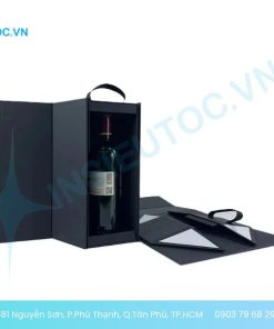 Hộp giấy đựng rượu màu đen sang trọng