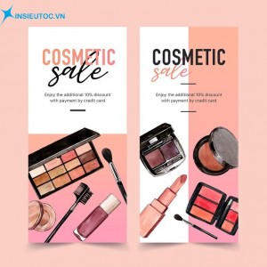 Mẫu tờ rơi với thông tin giảm giá mỹ phẩm đến 50% tờ rơi sale mỹ phẩm