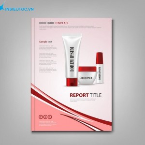 Mẫu tờ rơi mỹ phẩm sử dụng màu sắc của chính sản phẩm làm màu nên, nhấn nhá bằng những đường nét chạy xiên bên dưới sản phẩm tờ rơi sale mỹ phẩm lorem