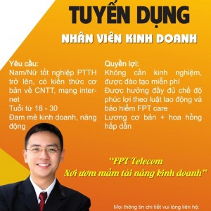 Mẫu thiết kế poster tìm kiếm nhân viên kinh doanh của FPT. poster tuyển dụng nhân viên kinh doanh